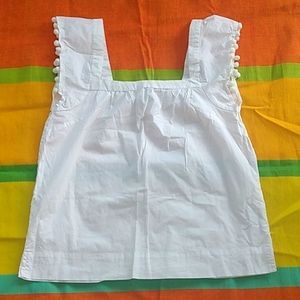 🌞J Crew white cotton pom pom camisole top Sz 2